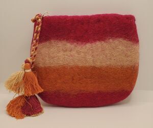 Felted Wool Pouch Handmade By Women In Nepal 6.5 X 8 Inches Imported Gift